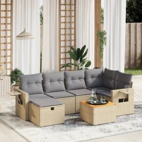 Gartensofa-Set mit beige gemischten Kissen, 7-teilig, aus PE-Rattan. von , Gartensets - Ref: Foro24-3264951, Preis: 429,83 €,...