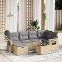 Garden sofa set with beige mixed cushions, 7 pieces, PE rattan. by , Garden sets - Ref: Foro24-3264951, Price: 423,55 €, Disc...