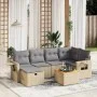 Garden sofa set with beige mixed cushions, 7 pieces, PE rattan. by , Garden sets - Ref: Foro24-3264951, Price: 429,83 €, Disc...