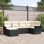 Conjunto de sofá de jardín con cojín 6 pcs Negro Poliratán