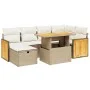 Set sofás de jardín 7 piezas y cojines ratán sintético beige by , Garden sets - Ref: Foro24-3276250, Price: 530,27 €, Discoun...