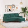 Sofá de 3 plazas con taburete de terciopelo verde oscuro 180 cm by , Sofas - Ref: Foro24-3278269, Price: 370,14 €, Discount: %