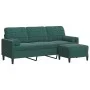 Sofá de 3 plazas con taburete de terciopelo verde oscuro 180 cm de , Sofás - Ref: Foro24-3278269, Precio: 363,21 €, Descuento: %