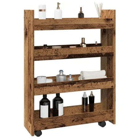 Carro de almacenaje estrecho 4 niveles madera envejecida by , Kitchen and dining carts - Ref: Foro24-855266, Price: 62,45 €, ...