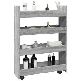 Carro de almacenaje estrecho 4 niveles madera gris Sonoma by , Kitchen and dining carts - Ref: Foro24-855264, Price: 52,37 €,...