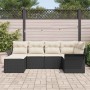 Conjunto de sofá de jardín con cojín 6 pcs Negro Poliratán