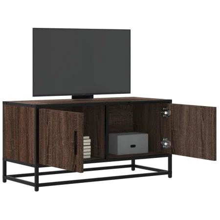 Mueble TV metal y madera ingeniería marrón roble 80x34,5x40 cm de , Muebles TV - Ref: Foro24-848828, Precio: 52,20 €, Descuen...