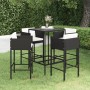 Set de bar de jardín 5 pzas y cojines ratán sintético negro de vidaXL, Conjuntos de jardín - Ref: Foro24-3094790, Precio: 397...