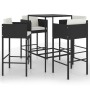 Set de bar de jardín 5 pzas y cojines ratán sintético negro de vidaXL, Conjuntos de jardín - Ref: Foro24-3094790, Precio: 397...