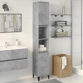 Armario de baño madera contrachapada gris hormigón 30x30x190 cm de , Tocadores de baño - Ref: Foro24-857104, Precio: 71,86 €,...