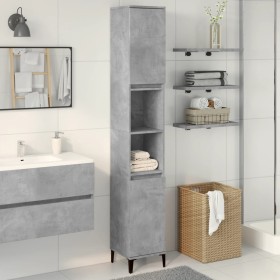 Armario de baño madera contrachapada gris hormigón 30x30x190 cm von , Badezimmerwaschtische - Ref: Foro24-857104, Preis: 69,9...
