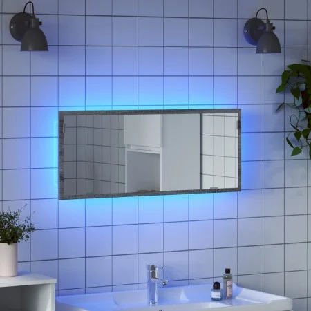 Espejo de baño LED madera ingeniería gris Sonoma 100x8,5x37 cm by , bathroom vanities - Ref: Foro24-856273, Price: 65,13 €, D...