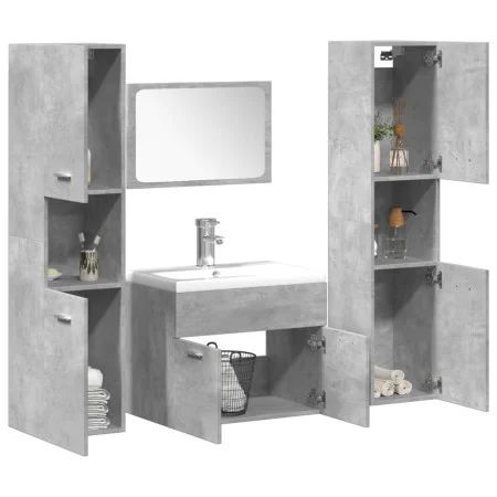 Badezimmermöbel-Set 4-teilig aus grauem Beton-Sperrholz von , Badezimmermöbel - Ref: Foro24-3324886, Preis: 268,77 €, Rabatt: %