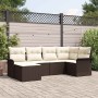 Conjunto de sofá de jardín con cojín 6 pcs Marrón Poliratán
