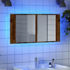 Engineered wood aged mirror LED cabinet 90x12x45 cm by , bathroom vanities - Ref: Foro24-856284, Price: 69,85 €, Discount: %