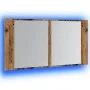 Armario con espejo LED madera ingeniería envejecida 90x12x45 cm de , Tocadores de baño - Ref: Foro24-856284, Precio: 69,84 €,...