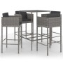 Set muebles de bar jardín 5 pzas y cojines ratán sintético gris de vidaXL, Conjuntos de jardín - Ref: Foro24-3094791, Precio:...