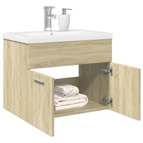 Mueble de baño con lavabo integrado roble Sonoma de , Muebles de baño - Ref: Foro24-3324983, Precio: 149,41 €, Descuento: %
