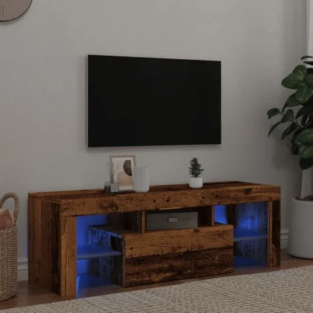 TV stand with LED lights, aged engineered wood, 120x36.5x40 cm by , TV Furniture - Ref: Foro24-856301, Price: 93,27 €, Discou...