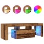 TV stand with LED lights, aged engineered wood, 120x36.5x40 cm by , TV Furniture - Ref: Foro24-856301, Price: 92,89 €, Discou...