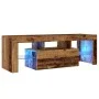TV stand with LED lights, aged engineered wood, 120x36.5x40 cm by , TV Furniture - Ref: Foro24-856301, Price: 93,27 €, Discou...
