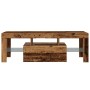 TV stand with LED lights, aged engineered wood, 120x36.5x40 cm by , TV Furniture - Ref: Foro24-856301, Price: 92,89 €, Discou...