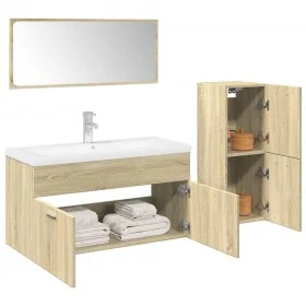 3-piece bathroom furniture set made of Sonoma oak plywood. by , Bathroom furniture - Ref: Foro24-3324997, Price: 103,84 €, Di...