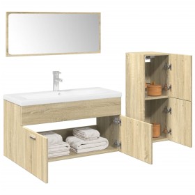 Set de muebles de baño 3 pzas madera contrachapada roble Sonoma de , Muebles de baño - Ref: Foro24-3324997, Precio: 107,85 €,...
