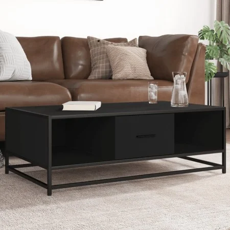 Engineered wood and black metal coffee table 100x57x35 cm by , Coffee table - Ref: Foro24-848759, Price: 78,53 €, Discount: %