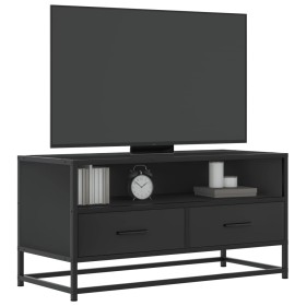 Engineered wood and black metal TV stand 80x34.5x40 cm by , TV Furniture - Ref: Foro24-848809, Price: 69,35 €, Discount: %