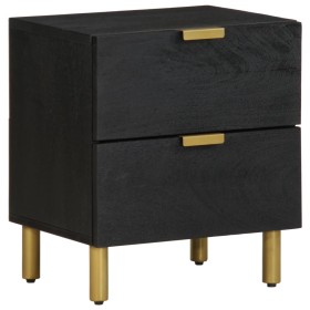 Solid black mango wood bedside table 40x33x46 cm by , Nightstands - Ref: Foro24-4017646, Price: 71,67 €, Discount: %