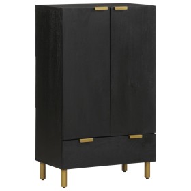 Tall black engineered wood sideboard 60x33x100 cm by , CD and DVD storage - Ref: Foro24-4017678, Price: 133,71 €, Discount: %