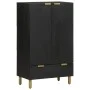 Tall black engineered wood sideboard 60x33x100 cm by , CD and DVD storage - Ref: Foro24-4017678, Price: 132,06 €, Discount: %