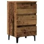 Bedside table with metal legs and aged wood 40x35x69cm by , Nightstands - Ref: Foro24-856424, Price: 80,24 €, Discount: %