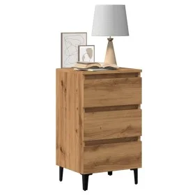 Bedside table with artisan oak metal legs 40x35x69 cm by , Nightstands - Ref: Foro24-856426, Price: 80,50 €, Discount: %