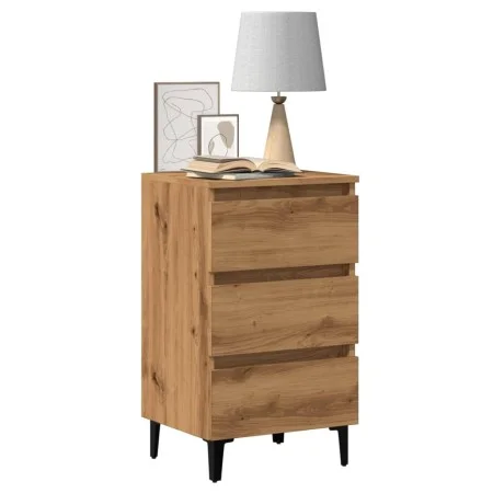 Mesita de noche con patas de metal roble artisian 40x35x69 cm de , Mesitas de noche - Ref: Foro24-856426, Precio: 85,34 €, De...
