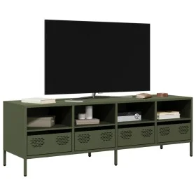 TV-Möbel aus kaltgewalztem Stahl in Olivgrün, 135x39x43,5 cm. von , TV-Möbel - Ref: Foro24-851332, Preis: 157,93 €, Rabatt: %