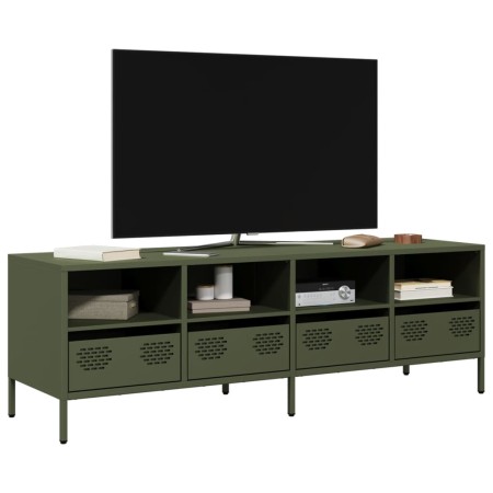 TV-Möbel aus kaltgewalztem Stahl in Olivgrün, 135x39x43,5 cm. von , TV-Möbel - Ref: Foro24-851332, Preis: 159,96 €, Rabatt: %