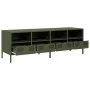 TV-Möbel aus kaltgewalztem Stahl in Olivgrün, 135x39x43,5 cm. von , TV-Möbel - Ref: Foro24-851332, Preis: 157,93 €, Rabatt: %