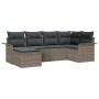 Conjunto de sofá de jardín con cojín 6 pcs Gris Poliratán