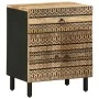 Mesita de noche madera maciza de mango rugosa negro 50x33x60 cm de , Mesitas de noche - Ref: Foro24-4018639, Precio: 74,50 €,...
