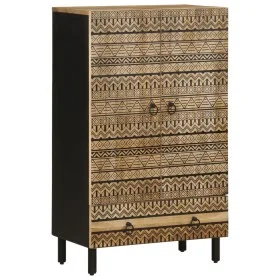 Solid rough mango wood sideboard 60x33.5x110 cm by , CD and DVD storage - Ref: Foro24-4018658, Price: 148,48 €, Discount: %