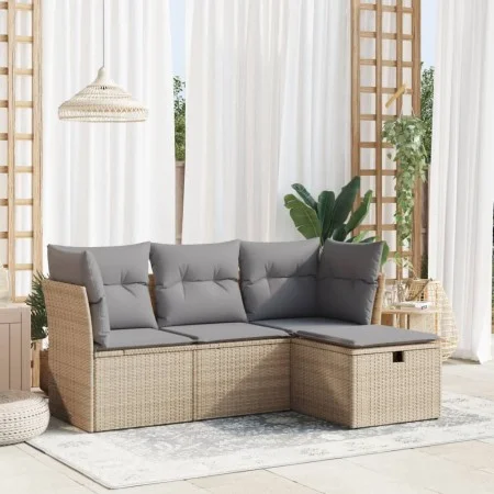 Garden sofa set with 4-piece synthetic rattan beige cushions by , Garden sets - Ref: Foro24-3325255, Price: 255,66 €, Discoun...