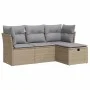 Garden sofa set with 4-piece synthetic rattan beige cushions by , Garden sets - Ref: Foro24-3325255, Price: 255,66 €, Discoun...