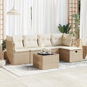 Juego de sofás jardín con cojines 6 pzas ratán sintético beige de , Conjuntos de jardín - Ref: Foro24-3325274, Precio: 410,83...
