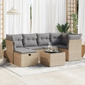 Garden set with 7 pieces of sofas and beige synthetic rattan cushions. by , Garden sets - Ref: Foro24-3325295, Price: 436,13 ...