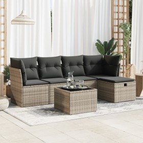 6-piece garden furniture set with gray synthetic rattan cushions by , Garden sets - Ref: Foro24-3325276, Price: 346,57 €, Dis...