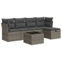 Gartenmöbel-Set 6-teilig mit grauen Polstern aus synthetischem Rattan von , Gartensets - Ref: Foro24-3325276, Preis: 346,57 €...
