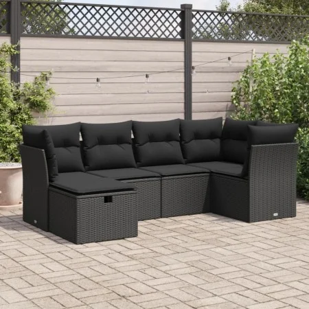 Set de sofás de jardín 6 piezas y cojines ratán sintético negro de , Conjuntos de jardín - Ref: Foro24-3325281, Precio: 400,8...