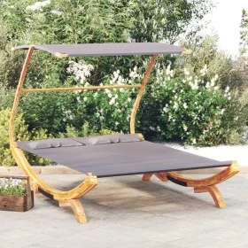 Lounger with anthracite gray curved wood canopy 165x203x138 cm by vidaXL, Outdoor beds - Ref: Foro24-313952, Price: 287,69 €,...